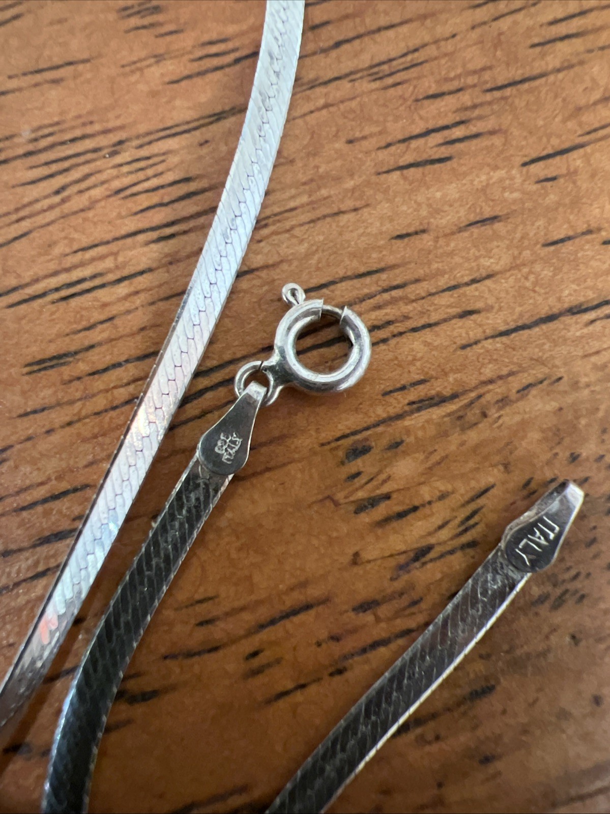 30in 3mm 925 Sterling Silver Flat Herringbone Necklace High Shine Italy 8 Grams
