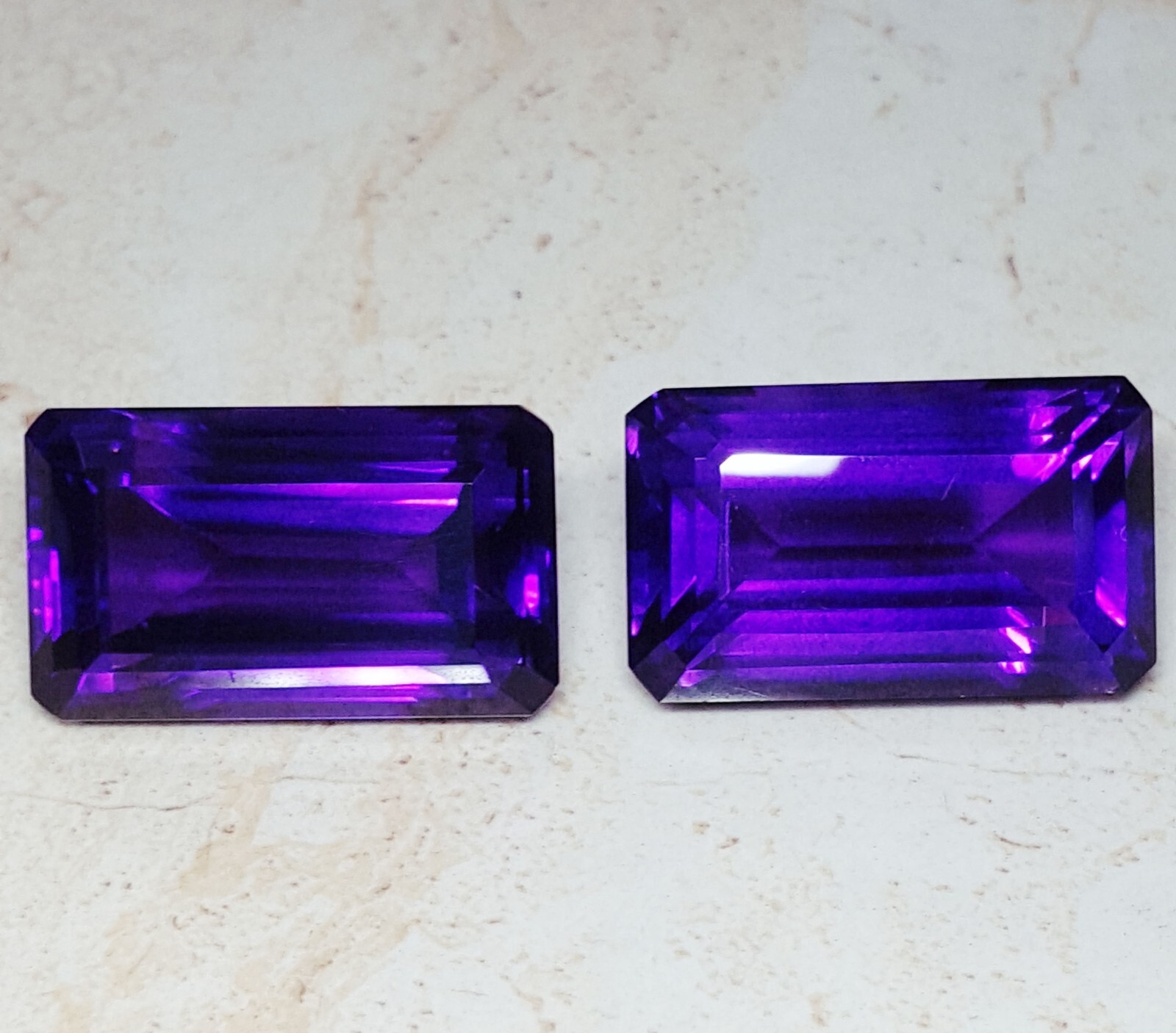 Loose Gems Natural Violet Amethyst Pair 100 Ct Untreated Certified Emerald G138