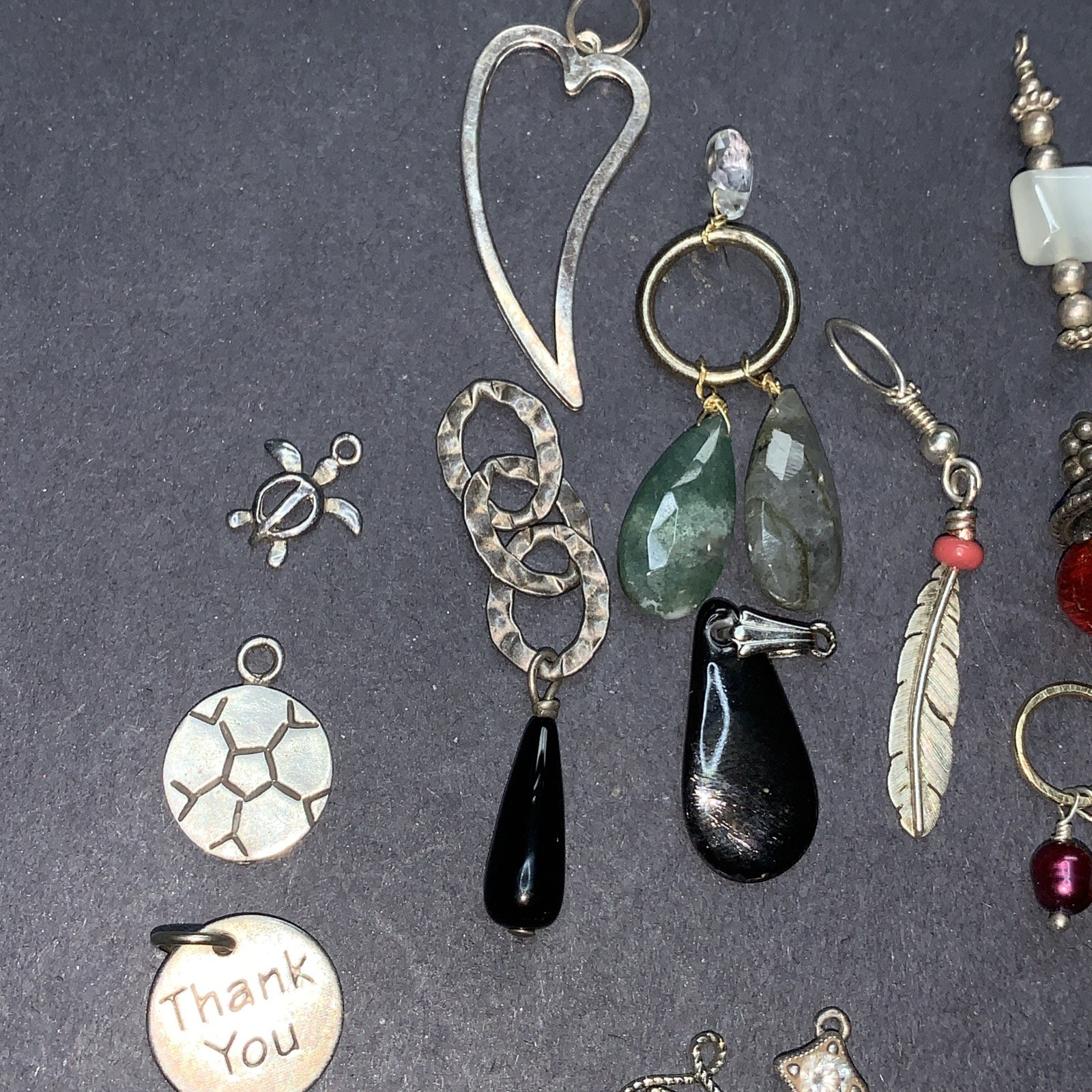 STERLING SILVER 925 Lot Necklace Pendant SS40 Charms Boho Crystal Navajo 42