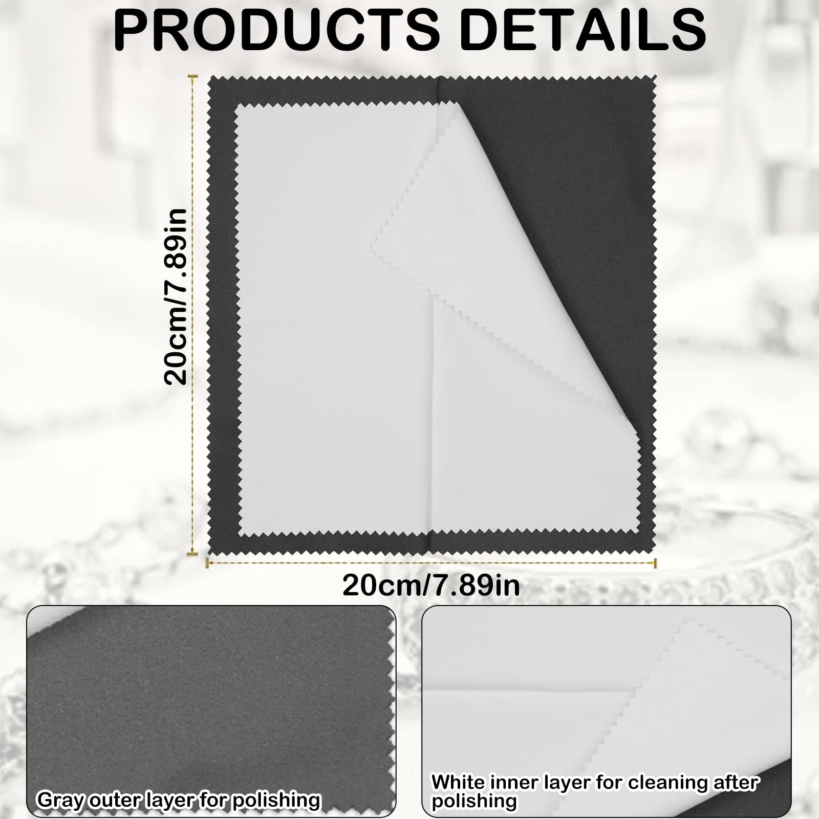 4Pcs Silver Polishing Cloths – Double-Sided Jewelry Cleaner for Sterling Silv…