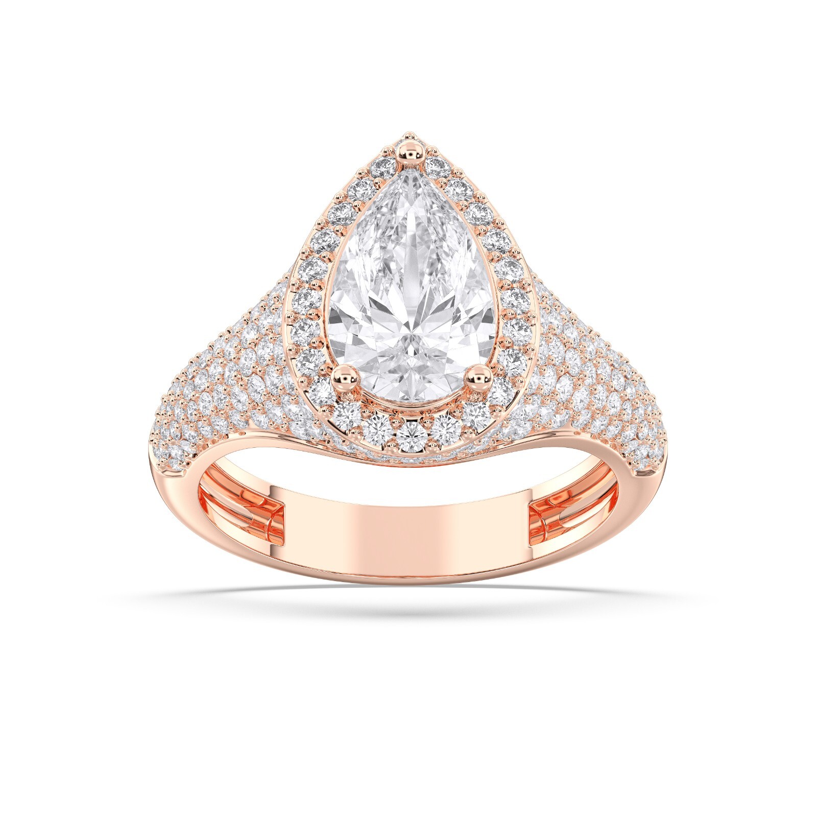 IGI Certified Lab Grown Diamond Engagement Ring 3.27ct Pear 14k Gold