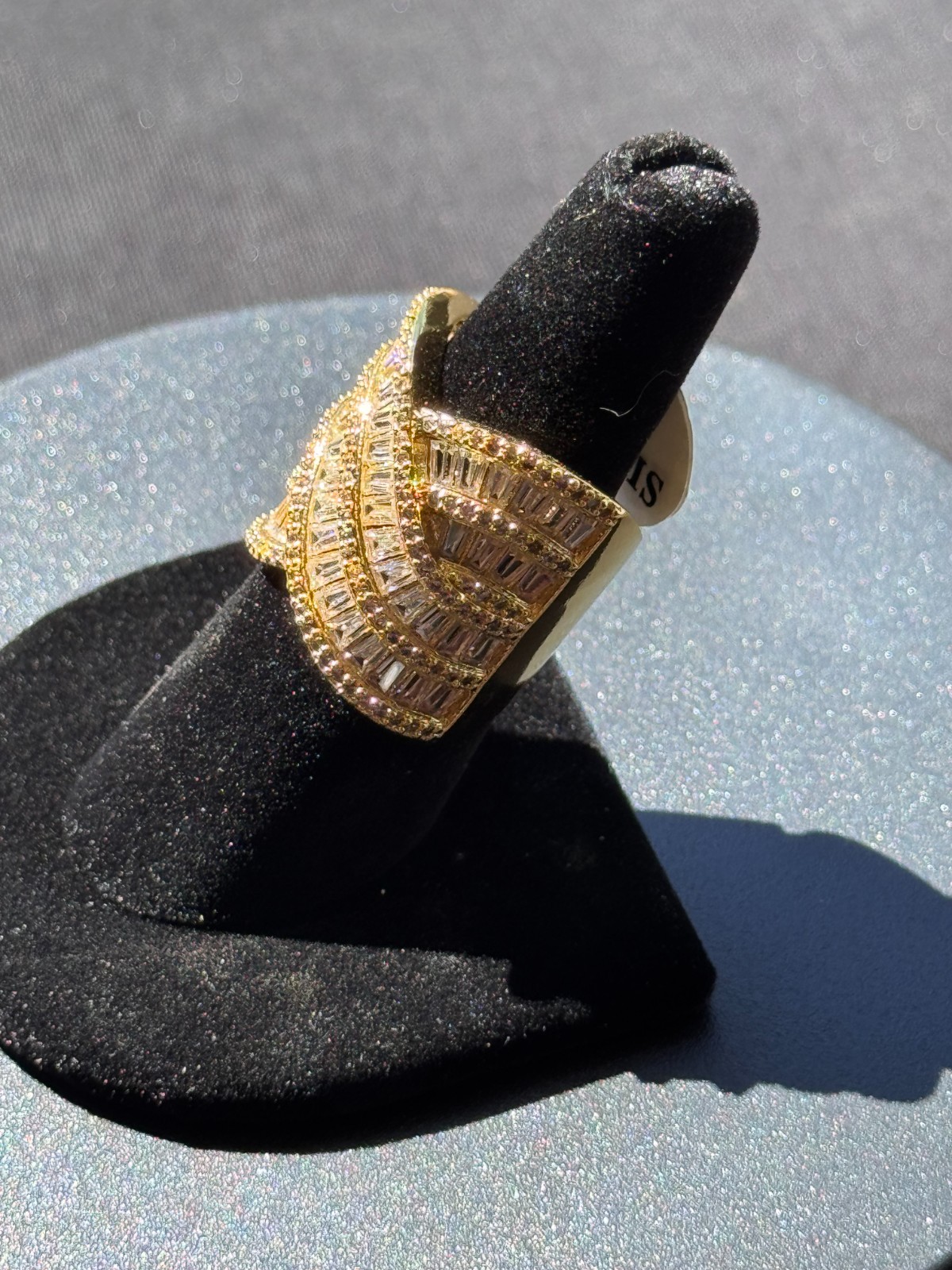 Stunning Wave Style Baguette Statement Cocktail Ring Size 7 Free Shipping