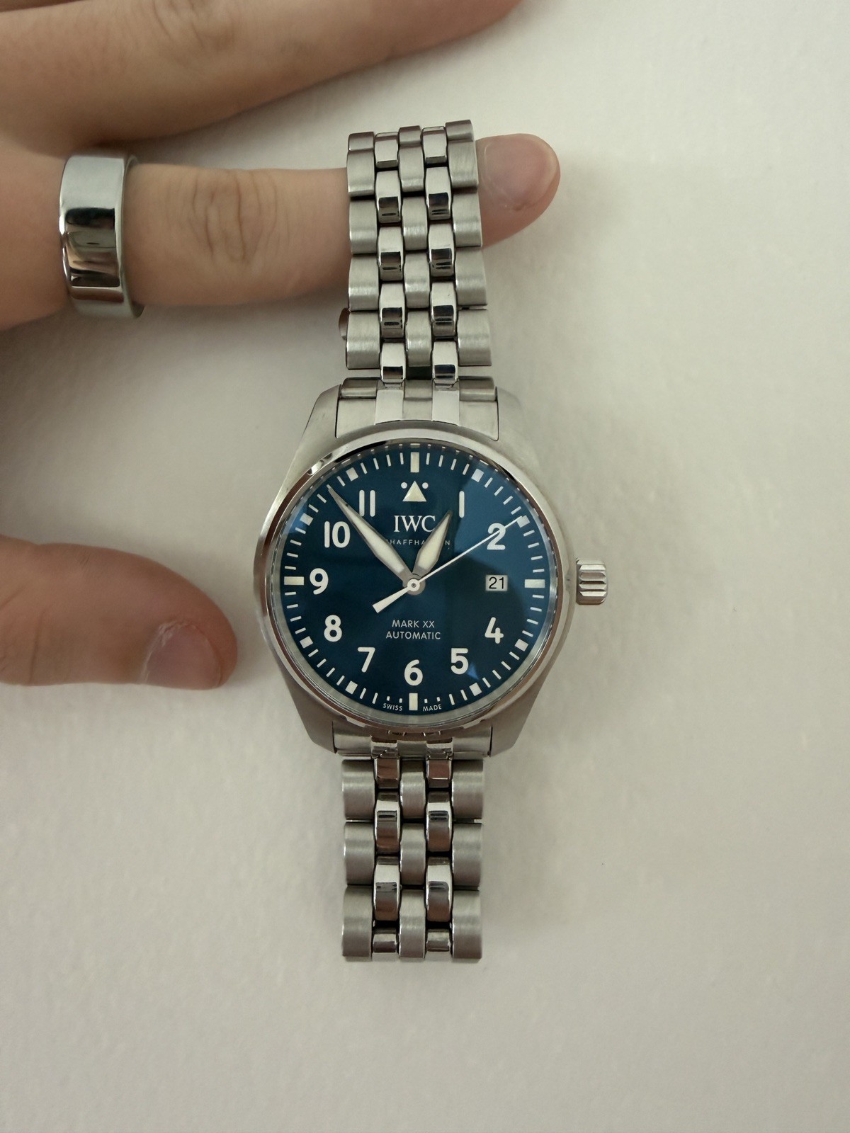 IWC Pilot’s Watch Mark XX 40mm Stainless Steel Blue Dial IW328204 with SW300