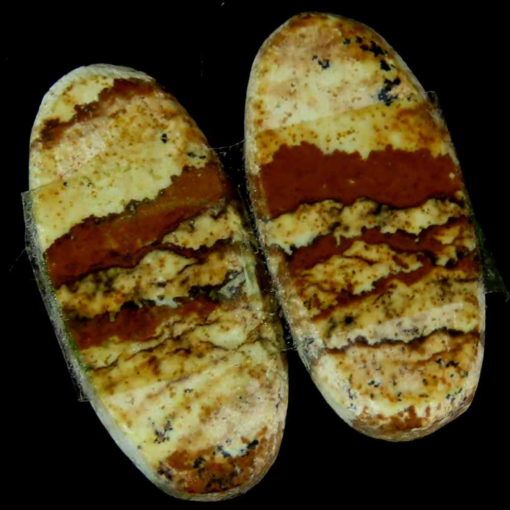 22.40Cts.100%Natural Designer Picture Jasper Pair Oval Cab 11x25x4mm Gemstone