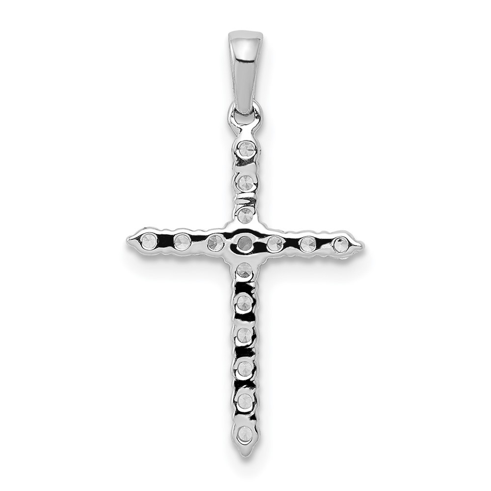 14k White Gold 1/4 Ct Round Lab Grown Diamond VS/SI+ G+ Cross Charm Pendant