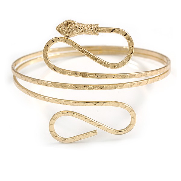 Hammered Snake Upper Arm, Armlet Bracelet In Gold Tone/ up to 28cm