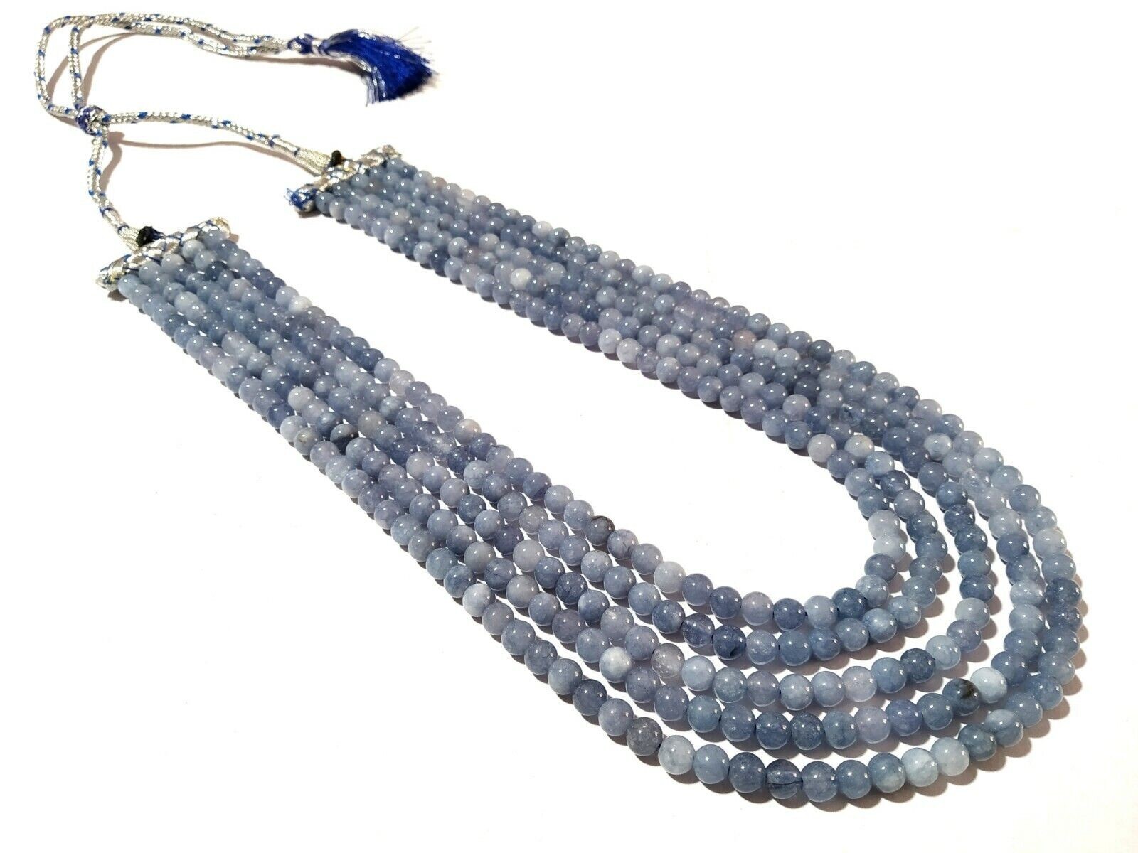 Blue Aquamarine Round Smooth 6-6.5mm Loose Gemstone Beads 16-20″Inch 1 Necklace