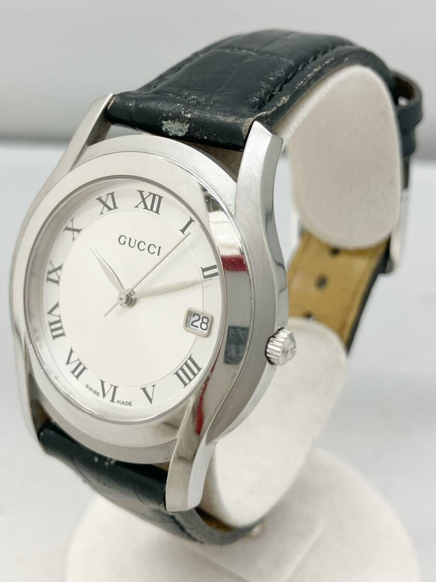GUCCI 8500M Quartz Analog Men’s Wristwatch Case Size 35mm Used Silver Black
