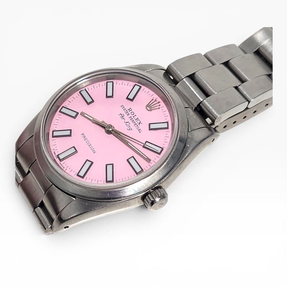 W/Papers 1993 Rolex Air King Precision 34mm Pink Dial Steel Watch 14000