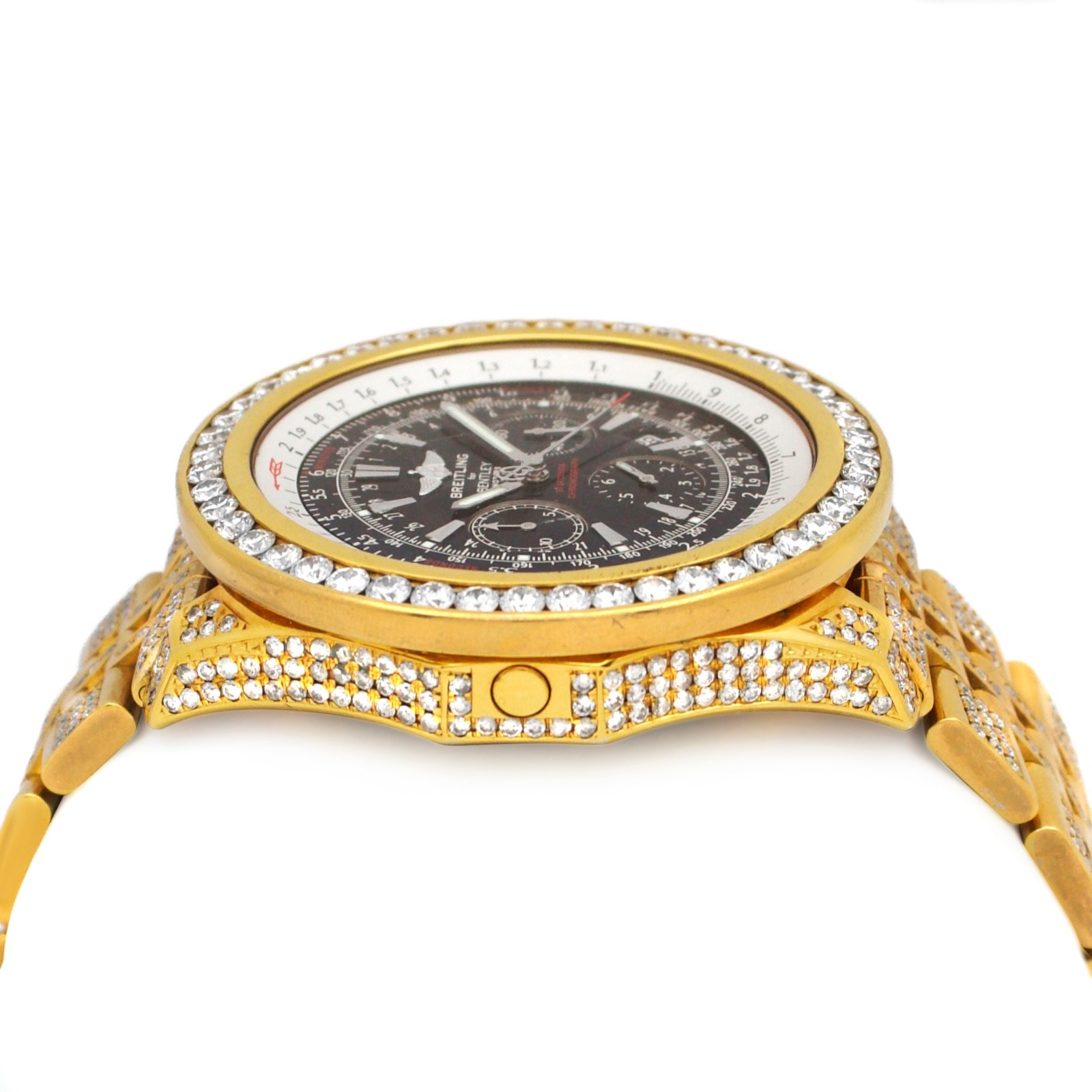 Breitling Bentley Motors A25362 Auto 50mm Custom Diam 18K YG Plated Steel Watch