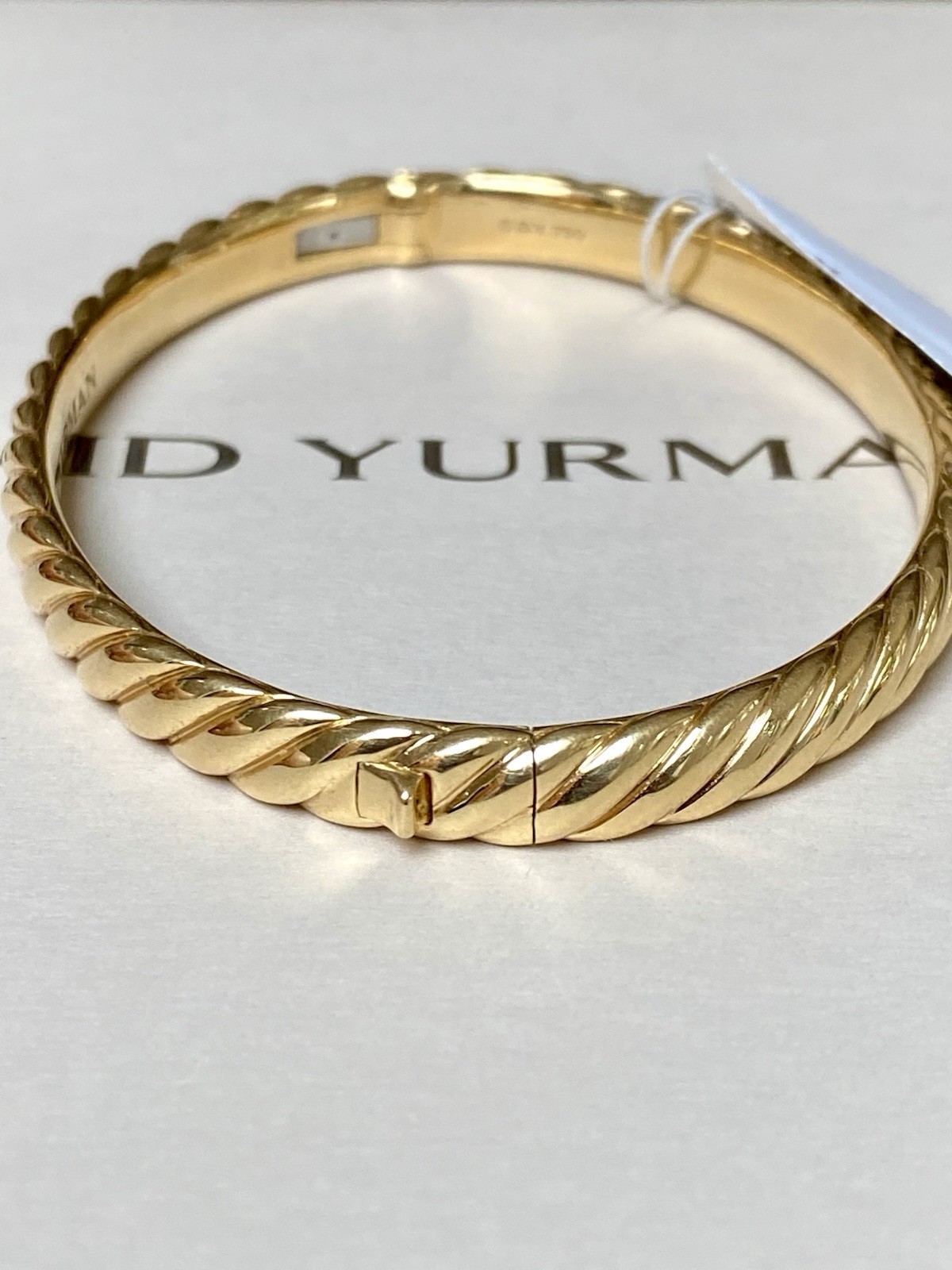 David Yurman 18K Yellow Gold Sculpted Cable Bangle Bracelet 6.2mm $8500+ M
