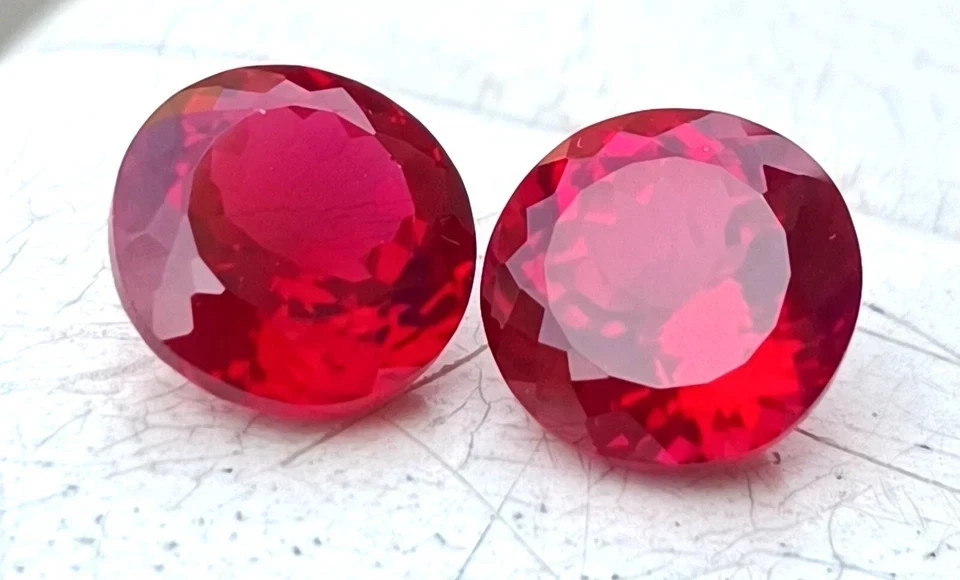 30 Ct Natural Mozambique Ruby Round Cut Matching Pair Certified Gems
