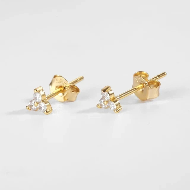 0.60Ct Round Cut lab created Diamond 14K Yellow Gold Plated Small Stud Earrings