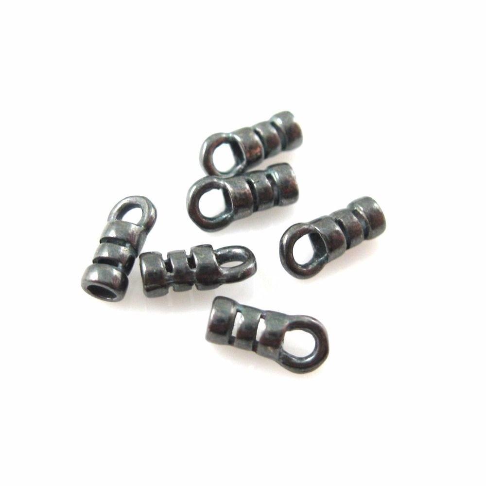 Sterling Silver Findings Oxidized – Crimped Tube End – 7mm ( 6 pcs )