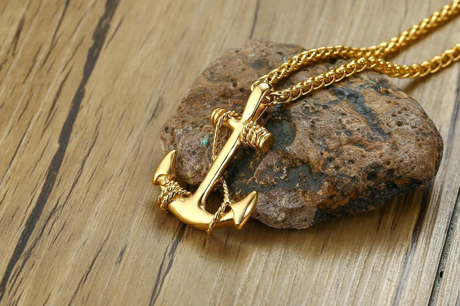 Sea Anchor Pendant Necklace Men Punk Rock Hip Hop Jewelry Gift