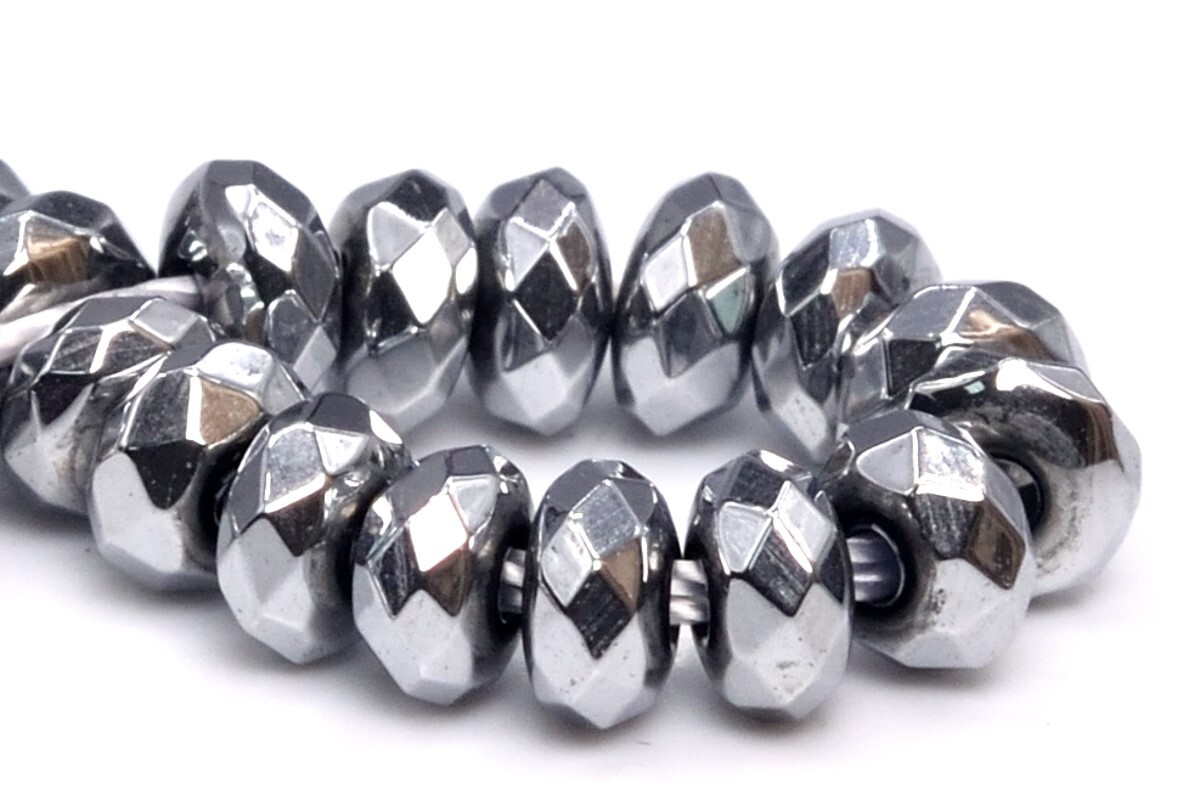 4x2MM Silver Tone Hematite Beads Grade AAA Faceted Rondelle Gemstone Loose Beads