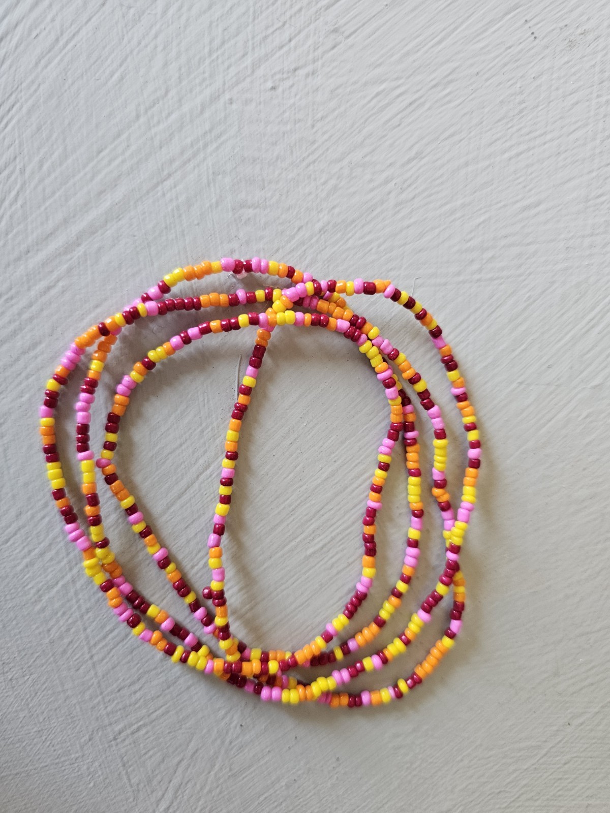 Handmade Seed Bead Stretch Bracelet /Necklace. Wrap Up To 4 Times Boho Sunset