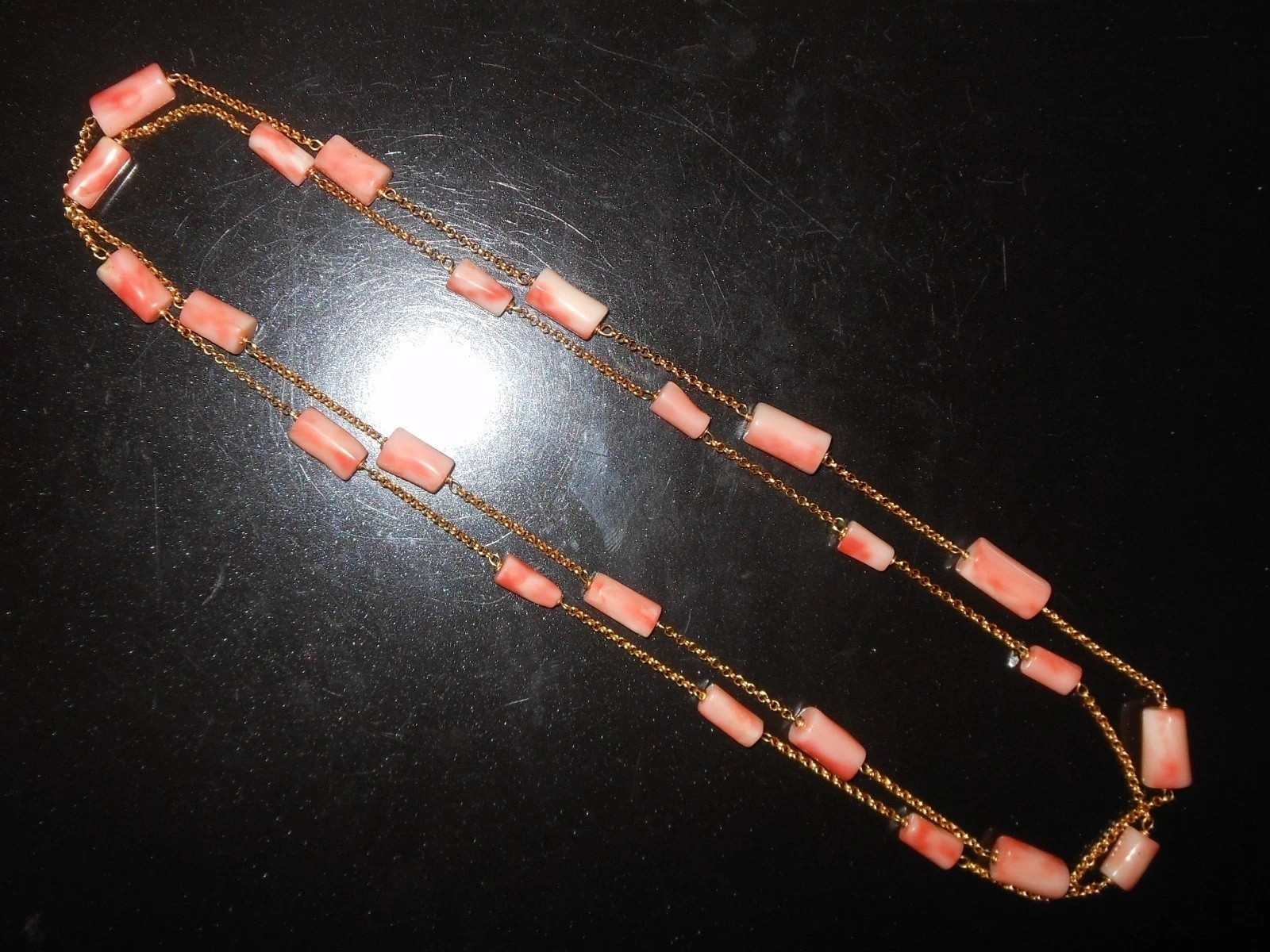 Magnificent Natural Coral Long Necklace – Art Nouveau Style