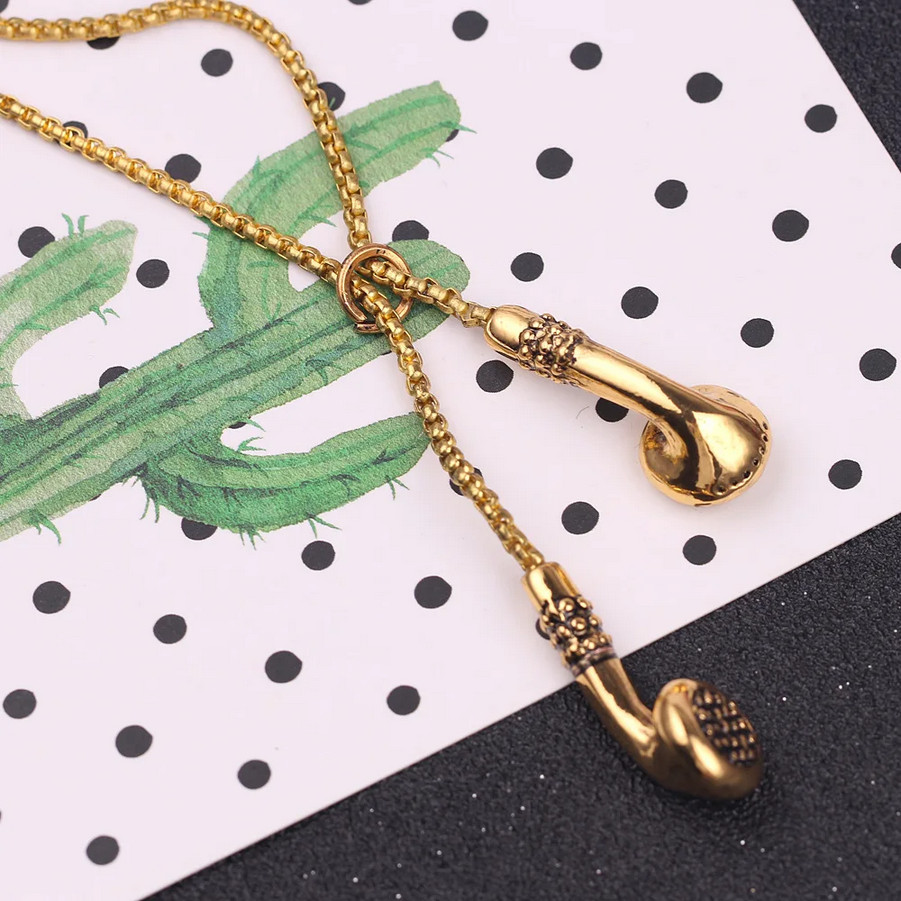 Earbuds Necklace Jewelry 3D Headphones Music Punk Pendant