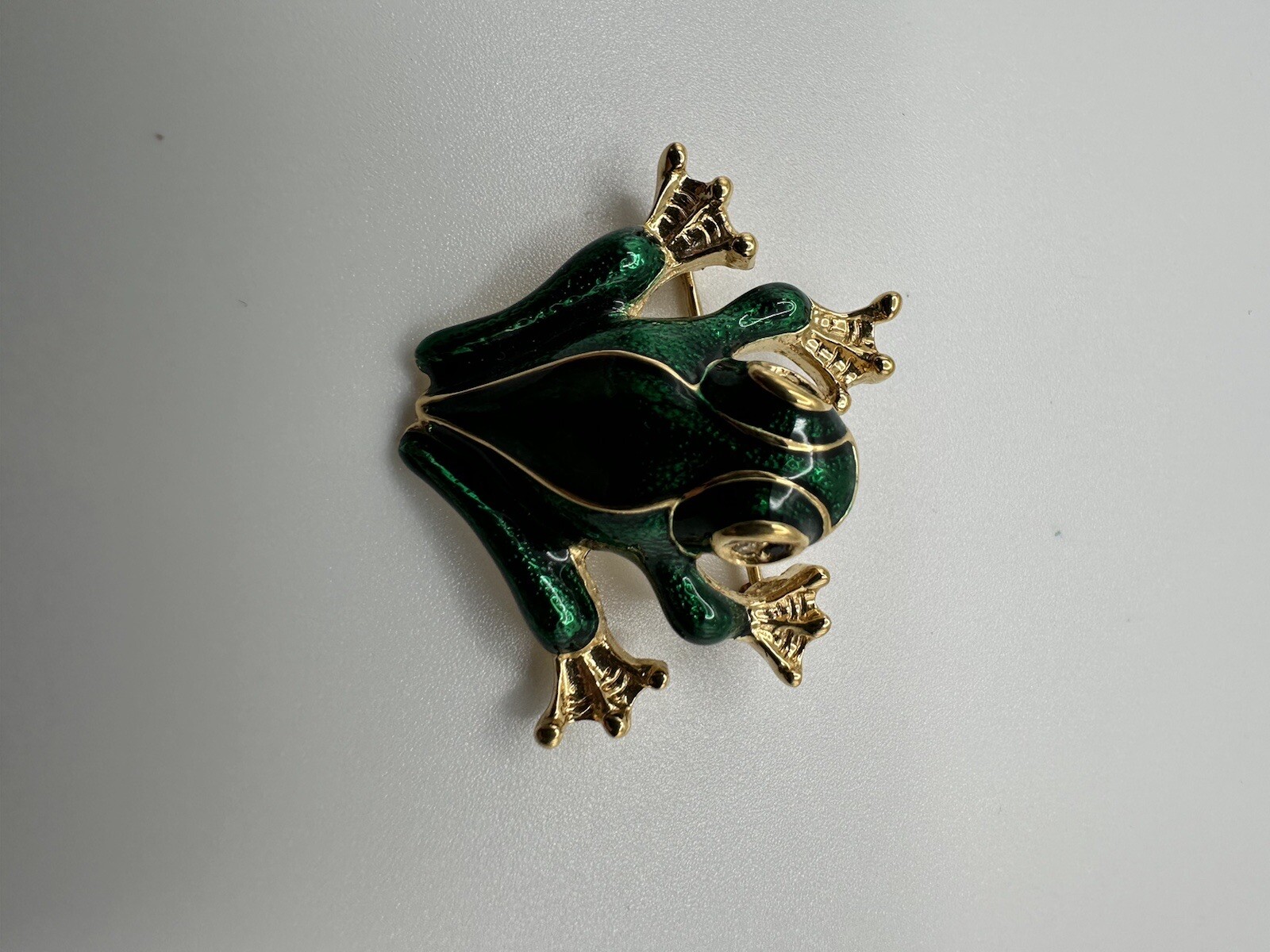 Vintage Gold Blue Green Enamel Frog Brooch By D’Orlan 3.6cm JB10