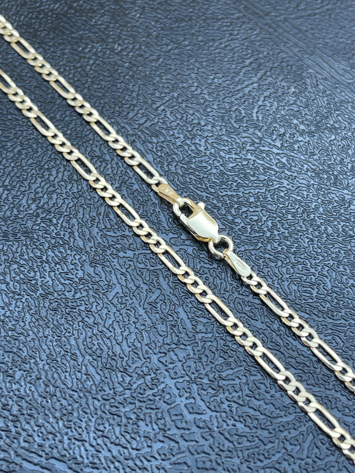 14k Gold Plated Solid 925 Sterling Silver Figaro Chain Necklace Mens Ladies Flat