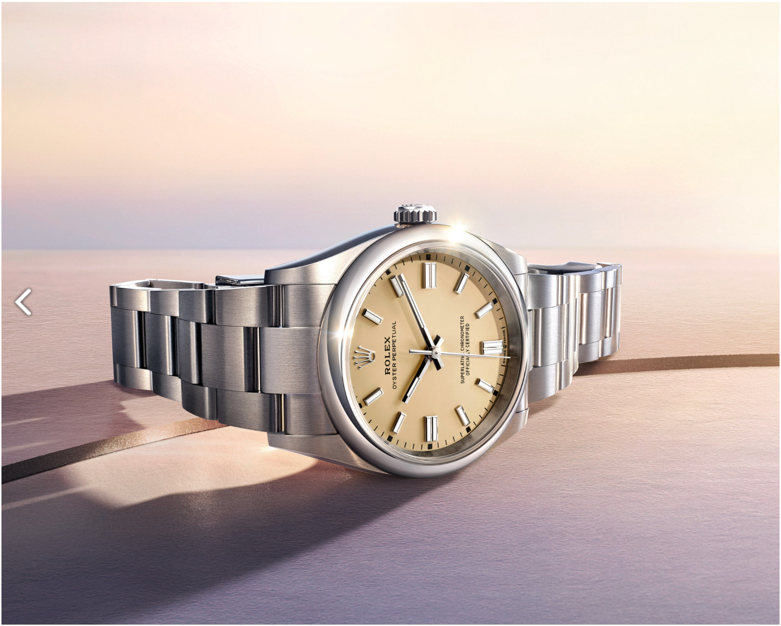 2025 NEW Rolex Oyster Perpetual 34mm – Beige Dial – Stainless Steel – Ref 124200