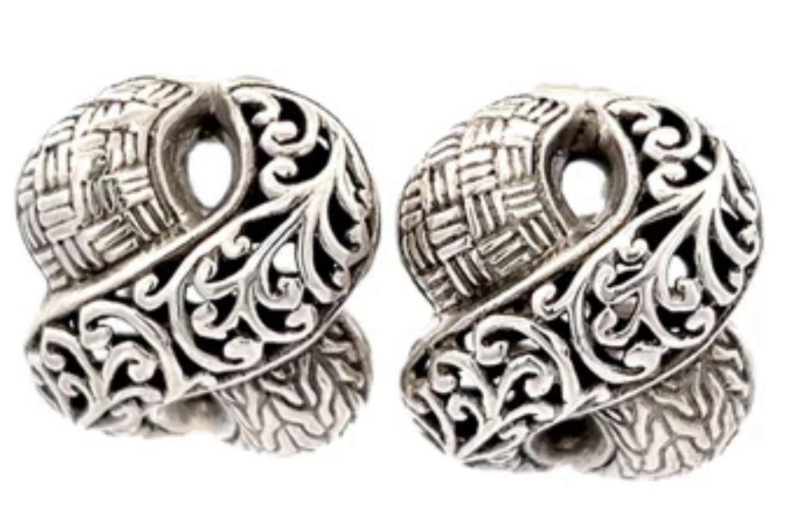 VTG SIGNED SARDA STERLING SILVER 925 BASKET WEAVE FILIGREE FIGURE 8 EARRINGS