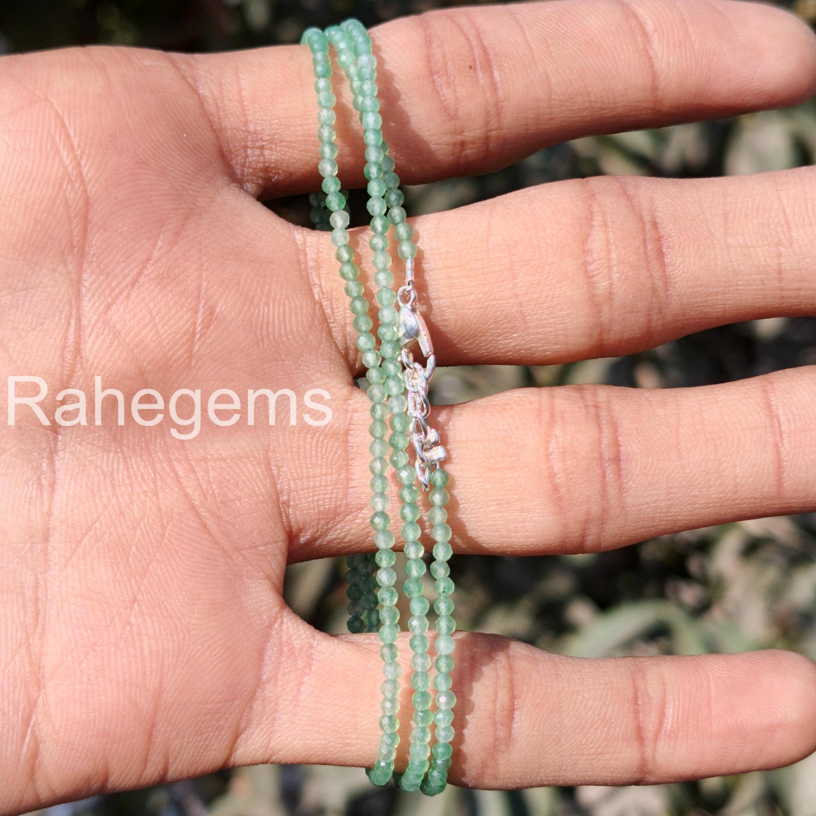 Green Aventurine Necklace 2mm Faceted Rondelle, Dainty Real Gemstone Choker, Min