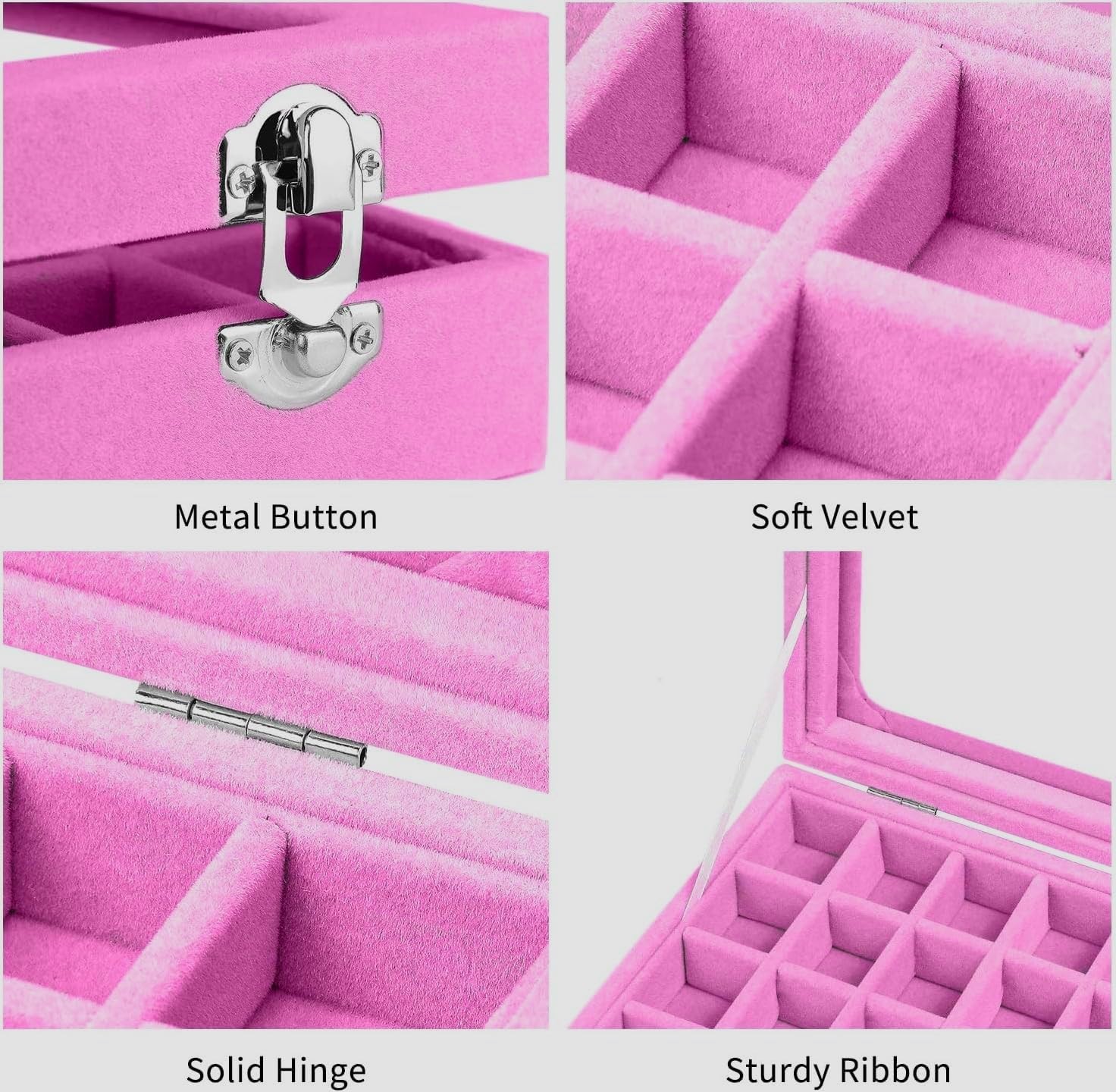 Velvet Jewelry Box 24 Grid Jewelry Earrings Display Organiser Box Ring Tray H…