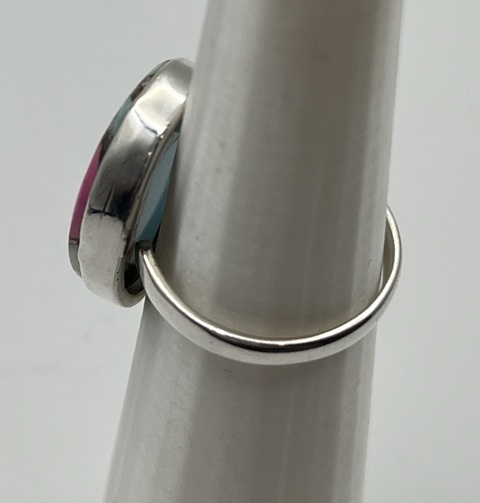 925 Sterling Cotton Candy Turquoise Ring Size 6-10 Adjustable