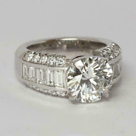 3ct Round Lab-Created Moissanite Iced Accent Wide Band Ring White Gold Plated