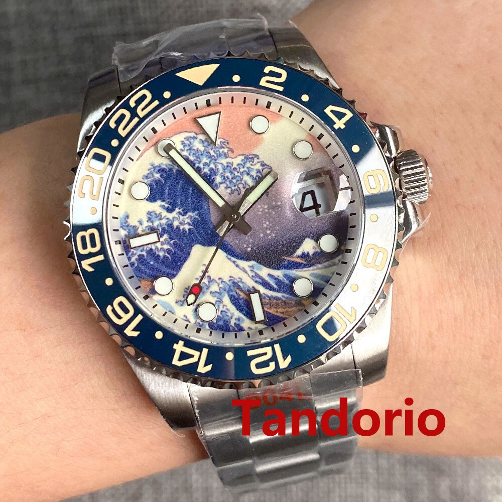 40mm 24 Jewels NH35A PT5000 Luminous Surfing Dial Sapphire 200m Automatic Watch