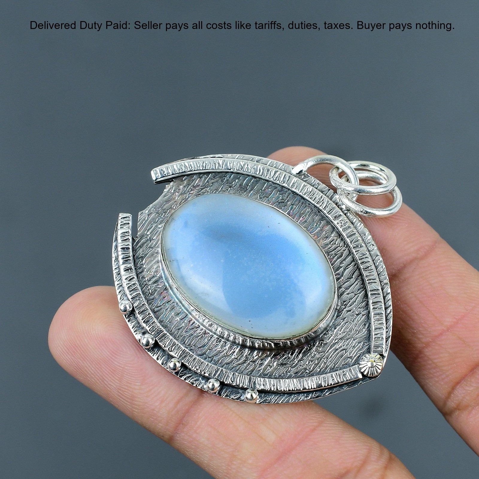 Natural Rainbow Moonstone 925 Silver Handmade Birthday Mother Engagement Pendant
