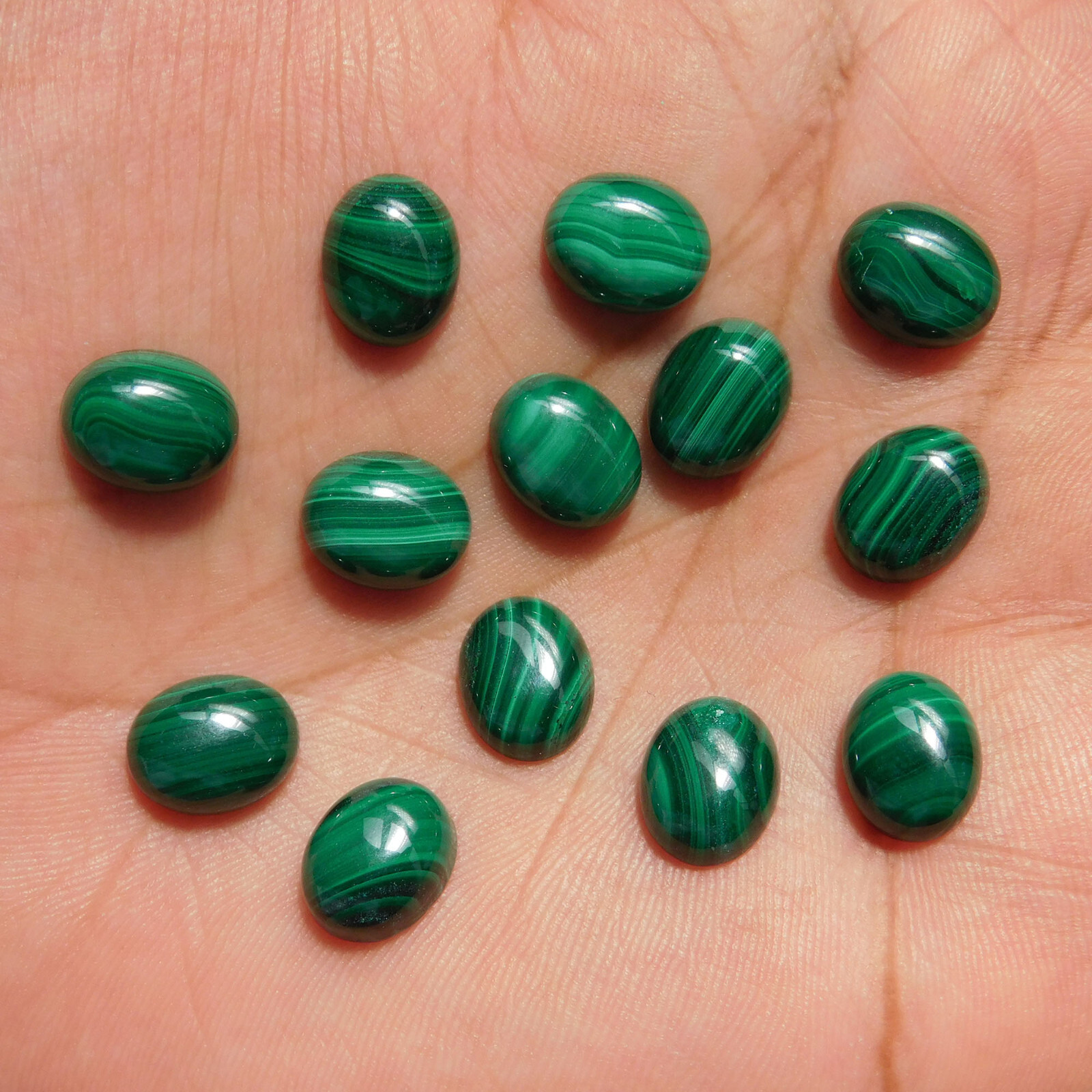 Natural Malachite Oval 3×5 mm to 15×20 mm Cabochon Loose Gemstone Lot