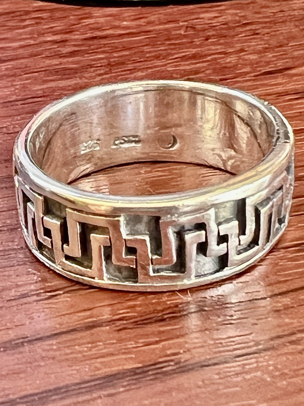 Vintage Celtic Geometric Knotwork sterling silver 925 Peter Stone Ring size 7.5