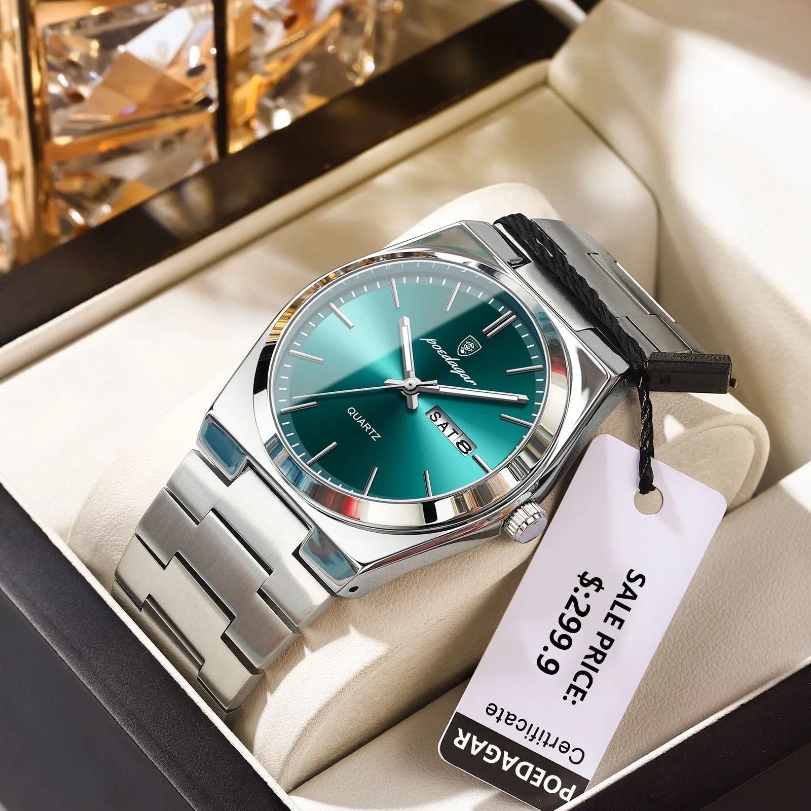 POEDAGAR Luxury Men’s Watches Waterproof Luminous Date Week Men Watch Stainless