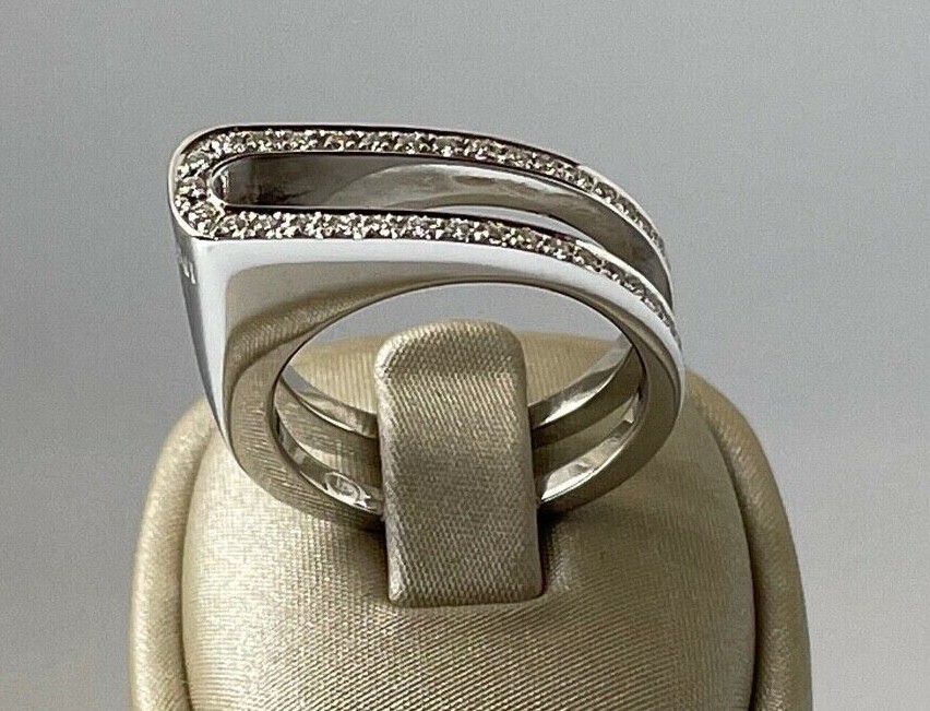 “TORRINI” DESIGNER RING aus ITALIEN mit ca. 0.26 Ct. BRILLANTEN, 18 Kt. WEIßGOLD