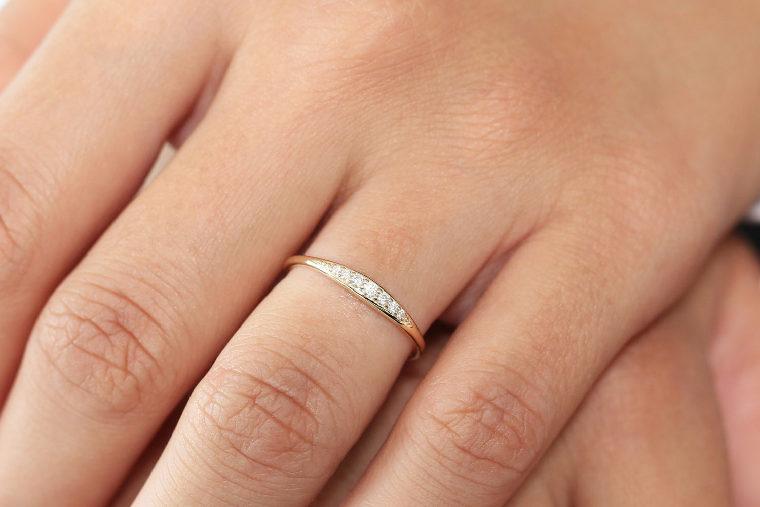 Diamant Memory Goldring 7 Brillanten 0,10 Karat in 585er 14 K Weißgold Rosegold