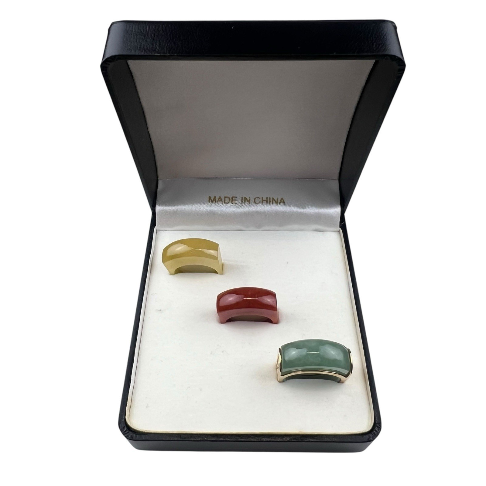 14K Yellow Gold 3.17g Ring Interchangeable Jade Yellow Green Red Size 7 China