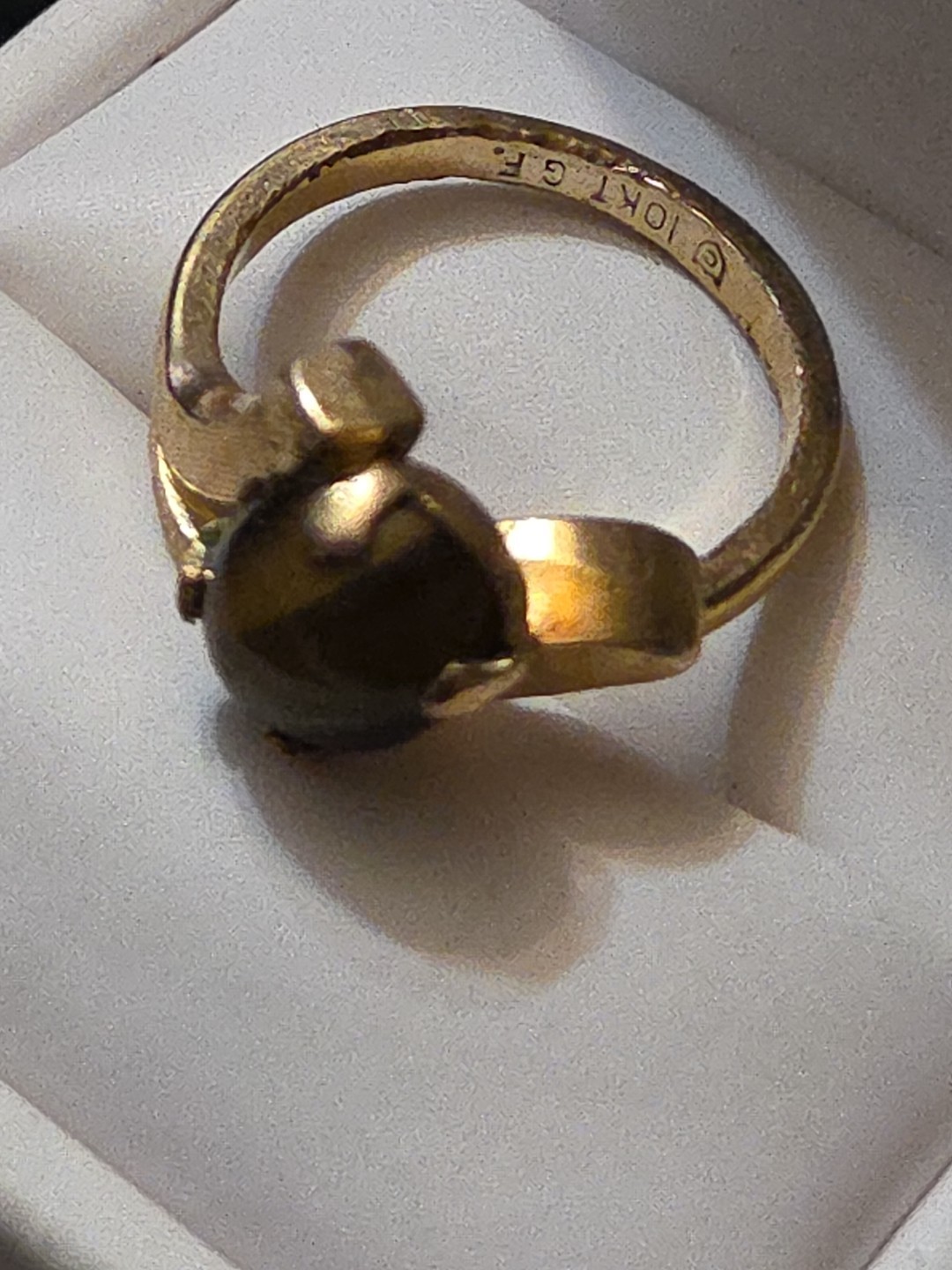 Vintage MGM Stamped 10KT GF Gold Filled Cabochon Tigers Eye Ring Size 7.25 W93