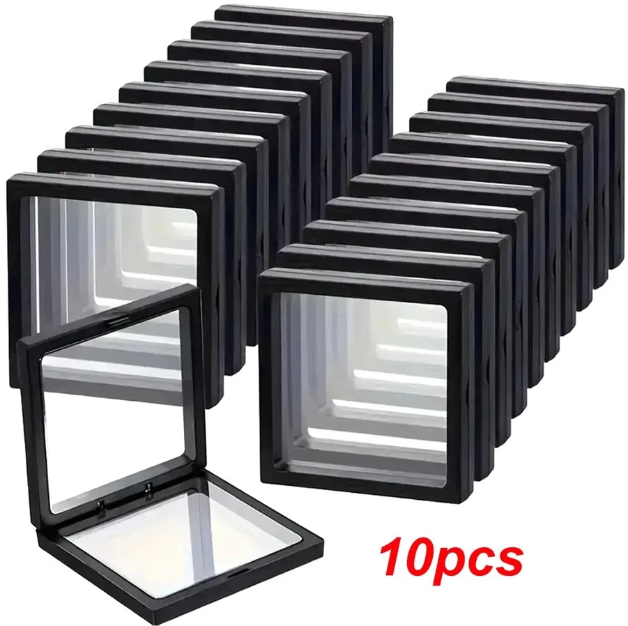 10pcs Transparent Floating Display Box Plastic Film Jewelry Packaging Case
