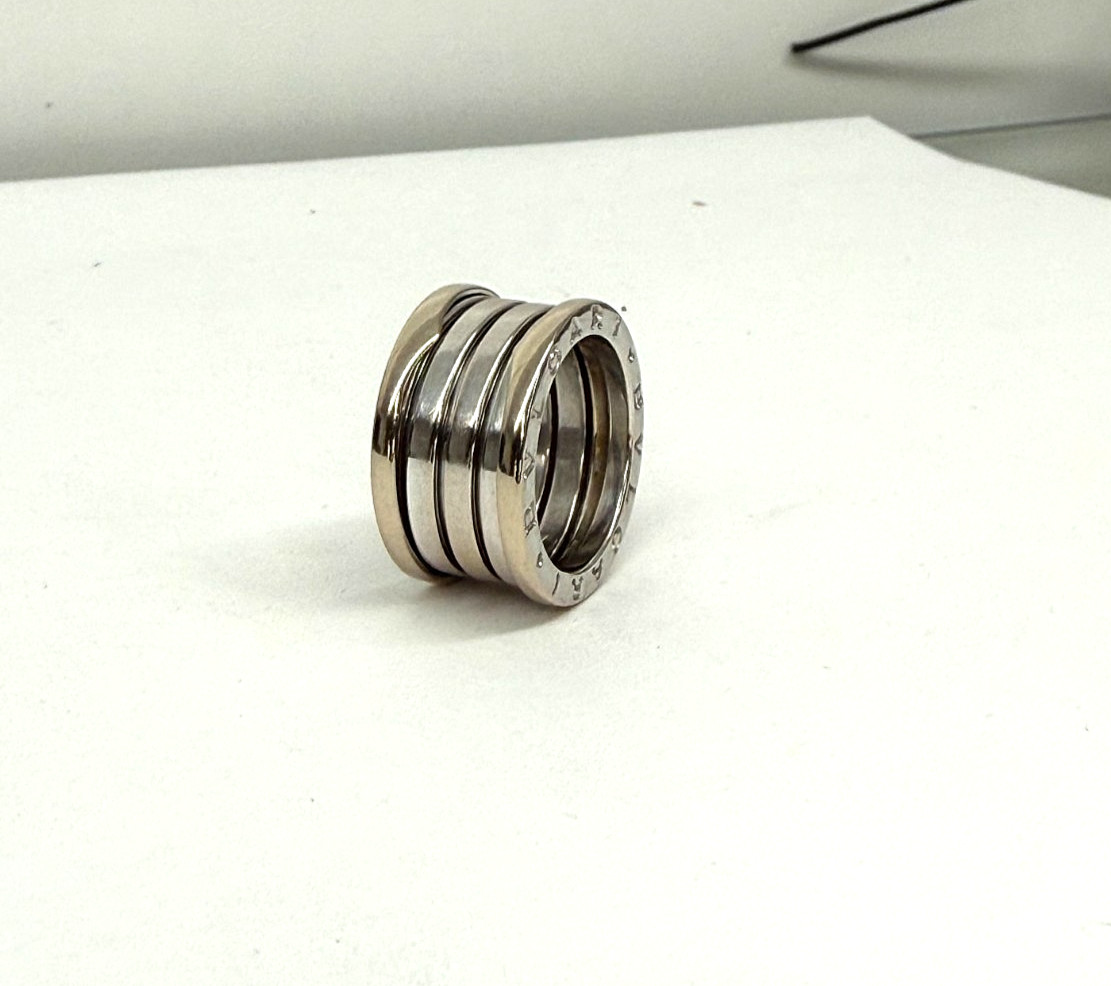 Bvlgari B.zero1 Legend Three Band 18k White Gold Ring Sz 6 Euro 52