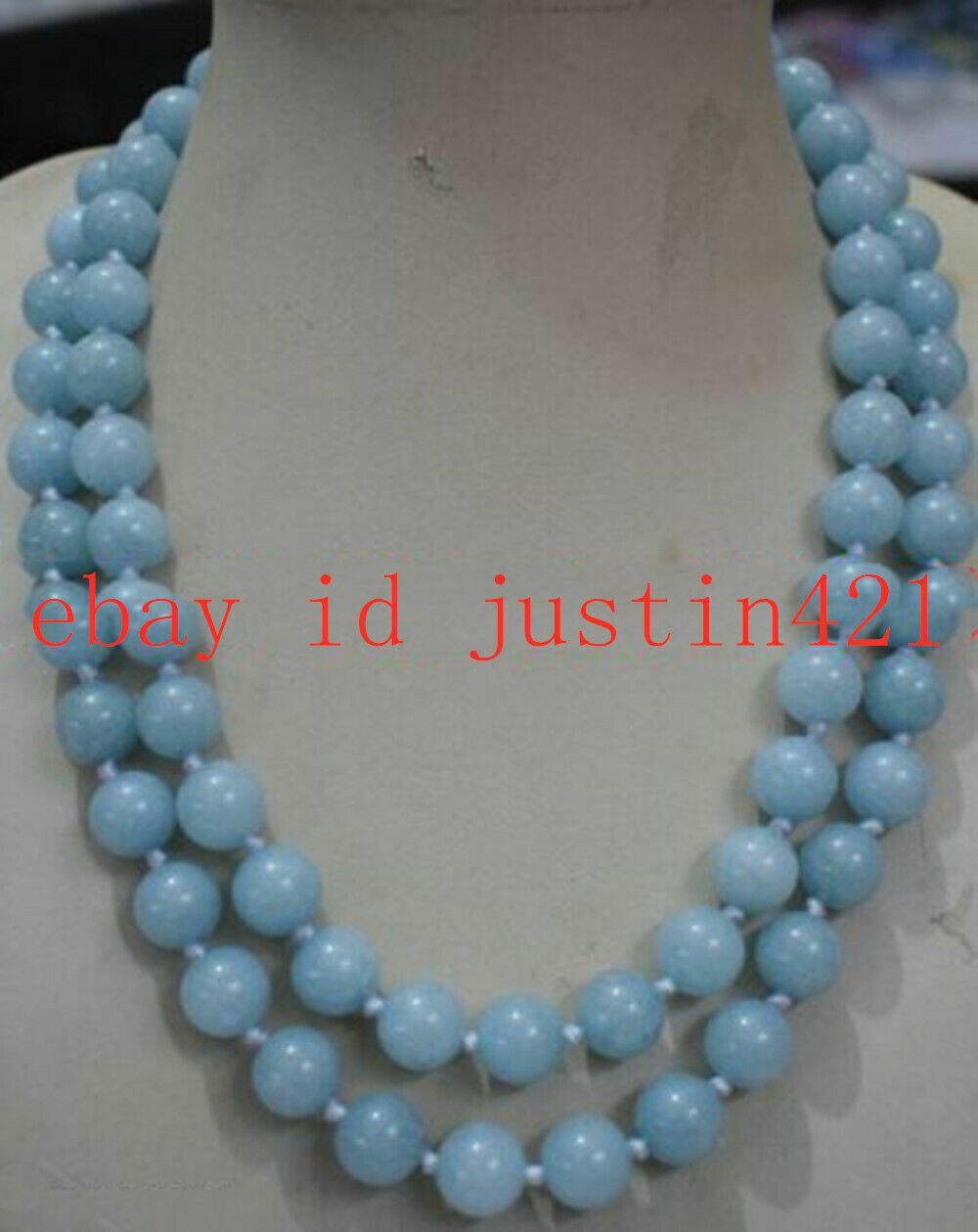 Natural 10mm Blue Amazonite Stone Gemstone Round Bead Necklace 36″AAA