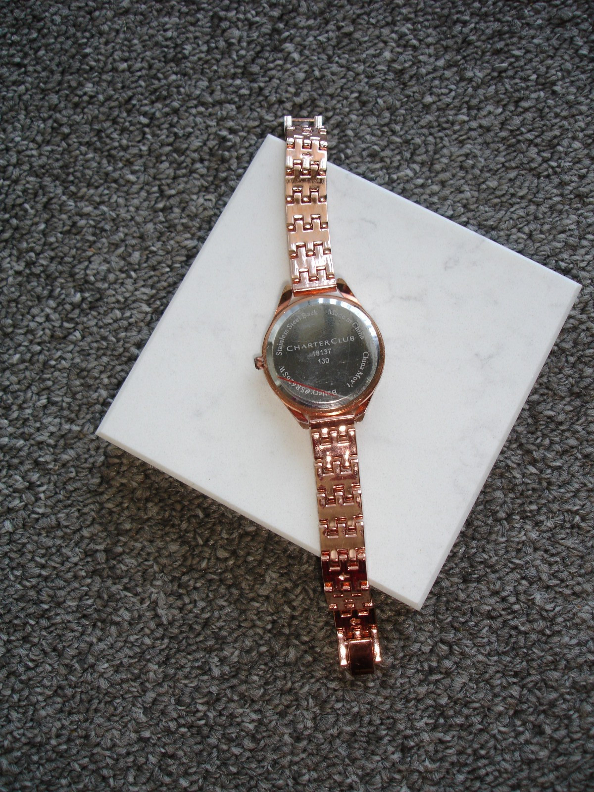 Women’s Charter Club rose-gold toned watch (18137); new battery, excellent cond.