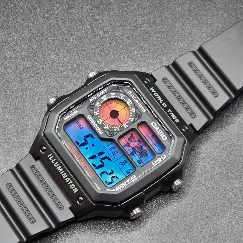 CASIO AE-1200WHD. Royale World Time Watch Mod. Ice & Fire Mod.