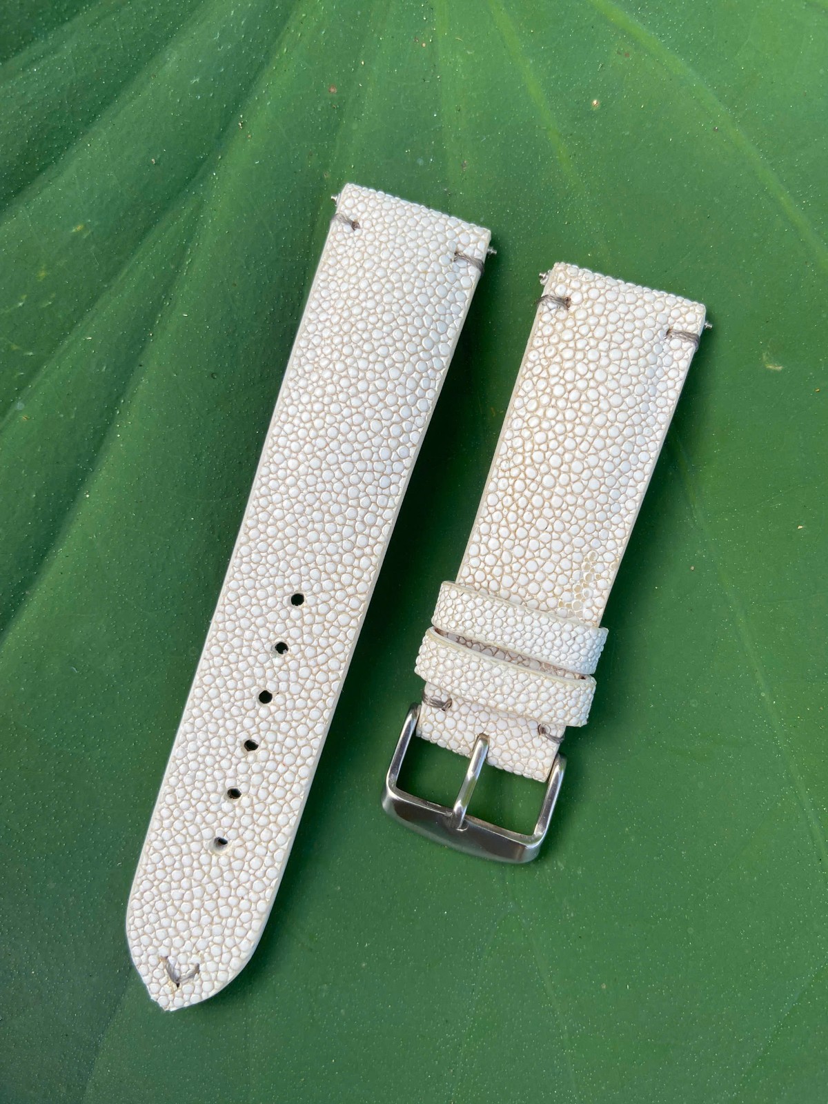 White Stingray Leather Watch Strap Band, Size 18mm 19mm 20mm 21mm 22mm 24mm 26mm