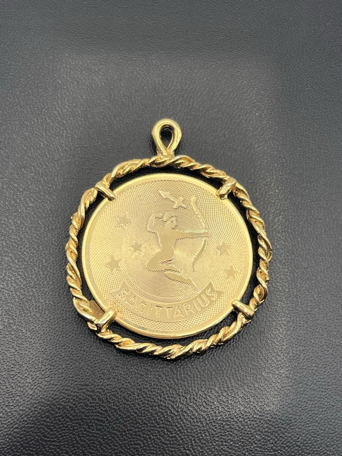 Sagittarius Zodiac Astrology Charm Pendant for necklace gold tone vintage