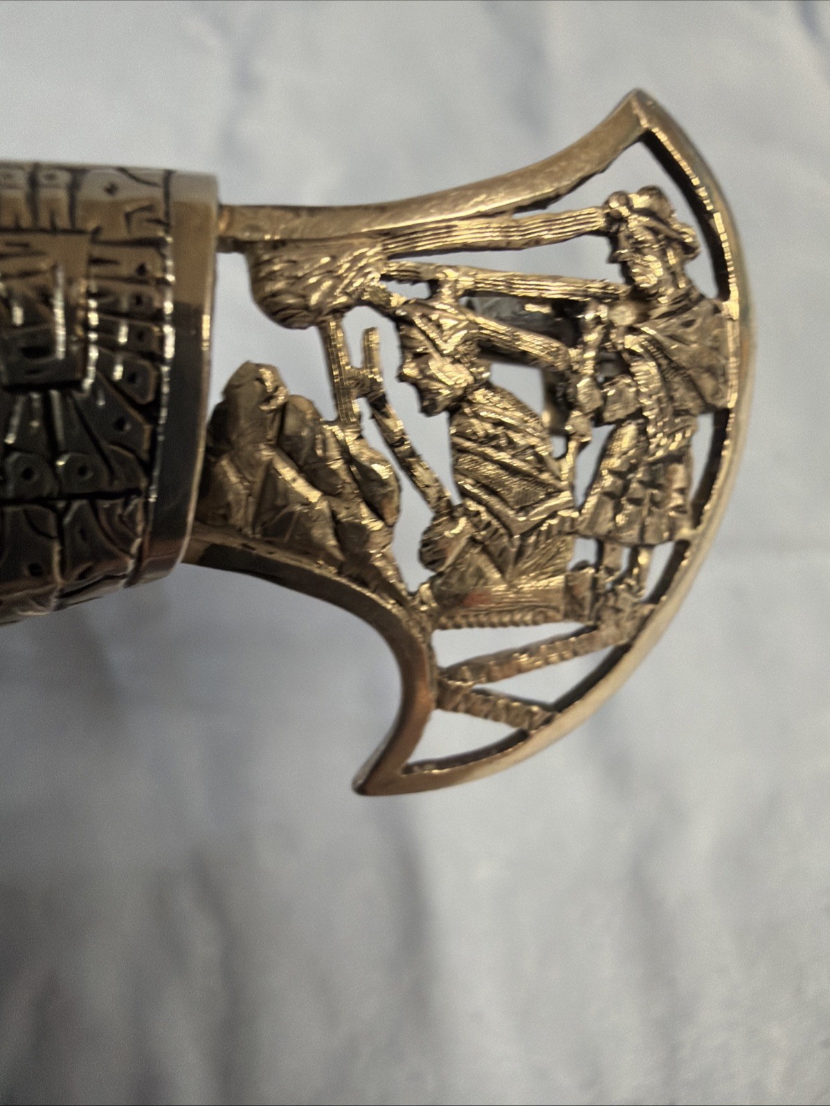 Vintage 1950S Damascene Style Pin From Peru, S America. Sterling Silver 13 G ￼