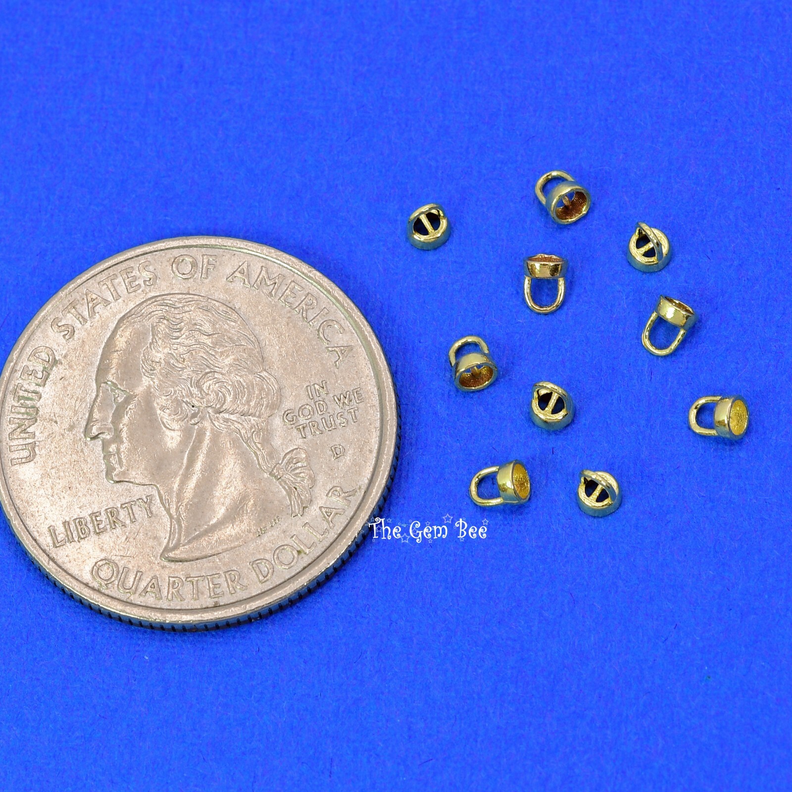 14K Solid Yellow Gold Crimp Hook Cups Ends Findings With Bars Quantity: (2)