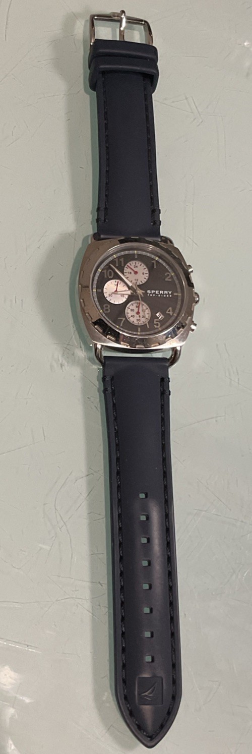 Sperry Top-Sider Chronograph Watch – Sailing Black Dial – Blue Band 102034 A126